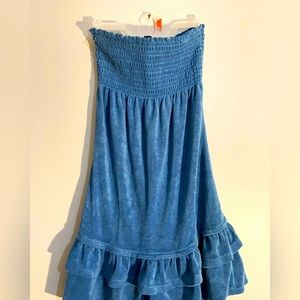 Juicy Couture Blue Terry Cloth Stretch Tube Top Mini Dress, Small, Vintage 2000s
